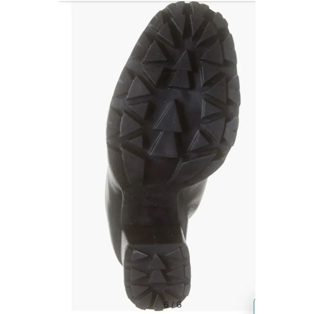 Schultz Zhara Black Lace Sherpa Stacked Lug Leather Boots 7 NEW $250 Moto Boho
